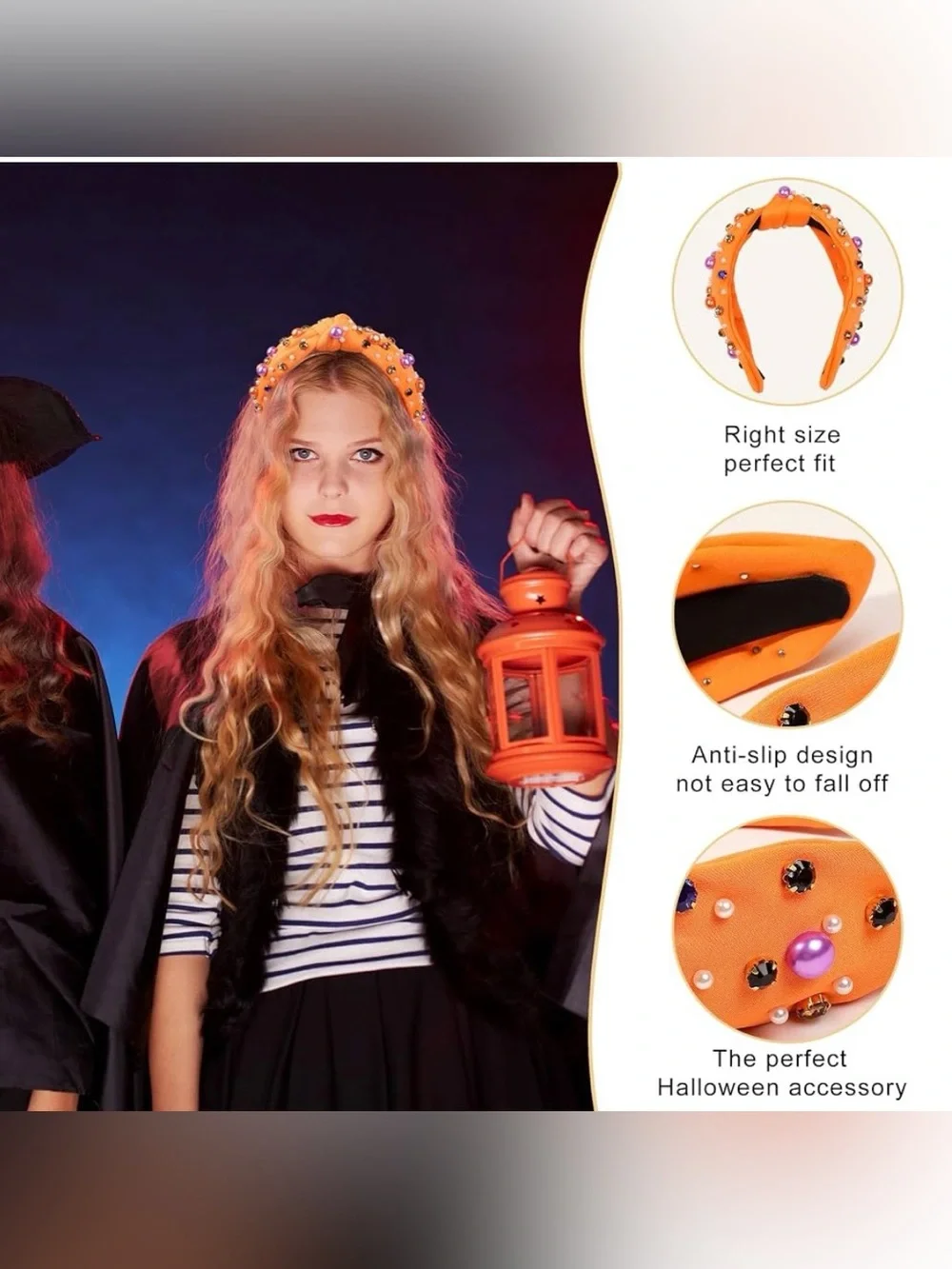 Ivyu Orange Embellished Halloween Headband